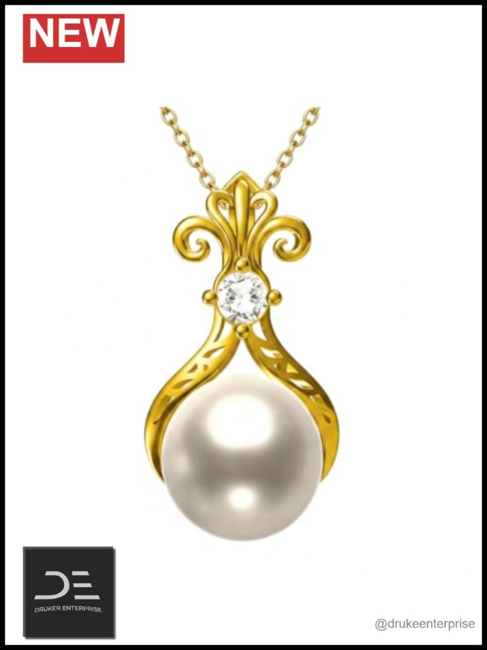 14K Gold Pearl Pendant Necklace for Women – 18+2 Inch Chain